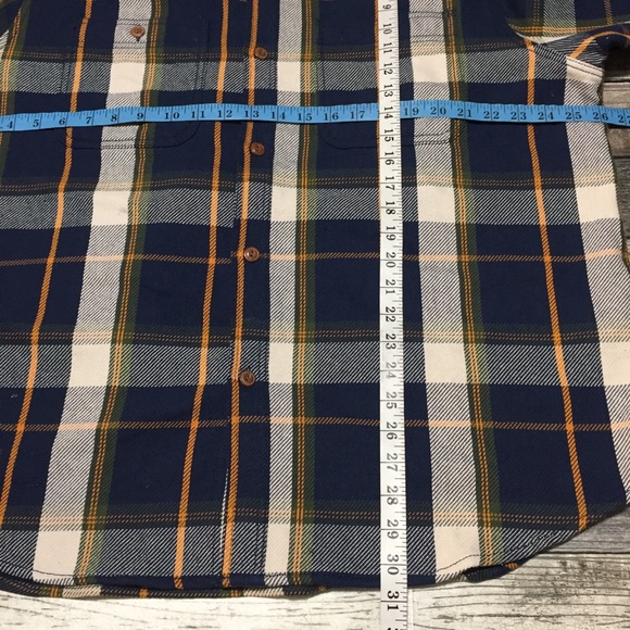 Old Navy Regular Fit Thick Flannel Shirt Men’s XXL Navy Blue Plaid Button Up - Picture 2 of 8